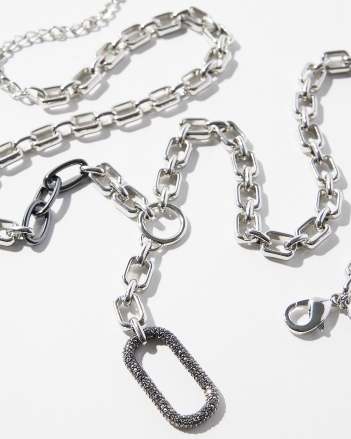 Chicos Pav Y-Necklace - Silver Chicos Pav Y-Necklace - Silver
