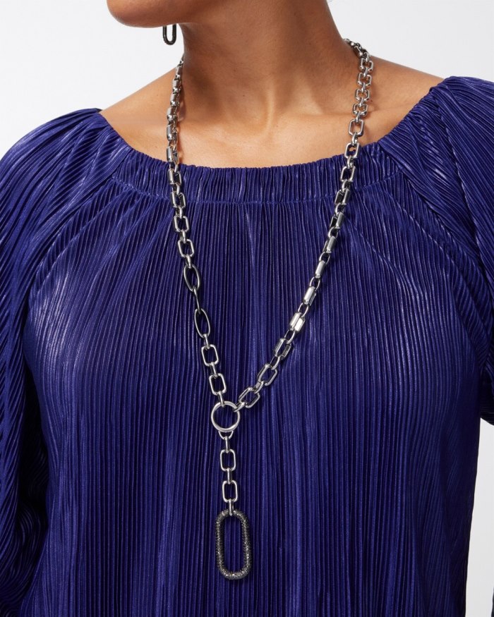 Chicos Pav Y-Necklace - Silver Chicos Pav Y-Necklace - Silver
