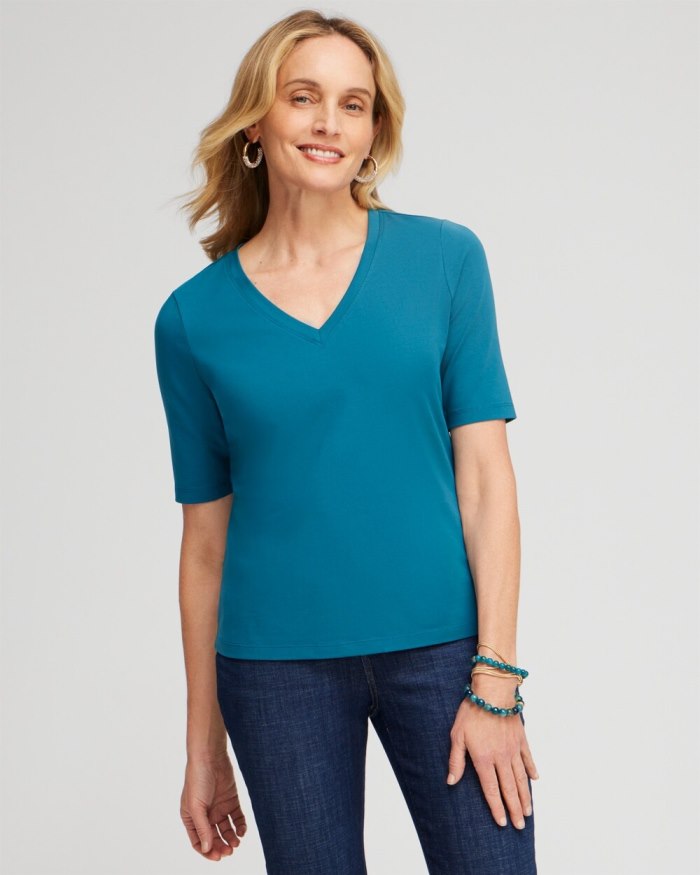 Chicos Perfect Elbow Sleeve Tee - Moonlit Teal Chicos Perfect Elbow Sleeve Tee - Moonlit Teal