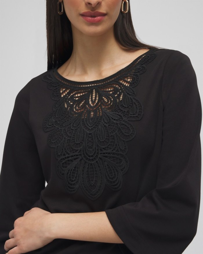 Chicos Lace Inset Top - Olive Chicos Lace Inset Top - Olive