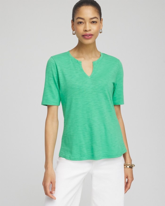 Chicos Notch Neck Tee - GRASSY GREEN Chicos Notch Neck Tee - GRASSY GREEN