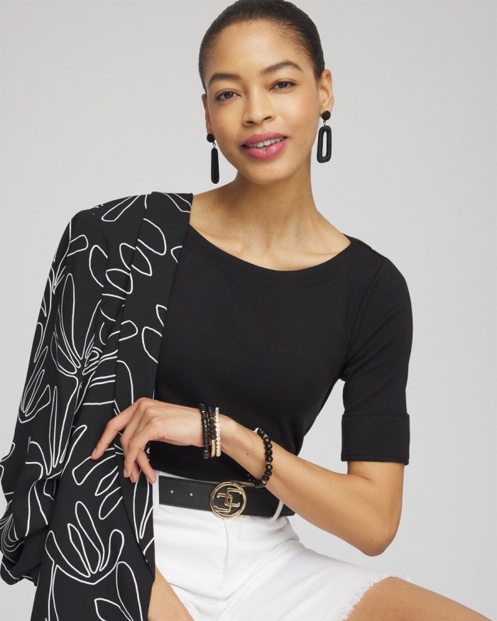 Chicos Bateau Neck Tee - Black Chicos Bateau Neck Tee - Black