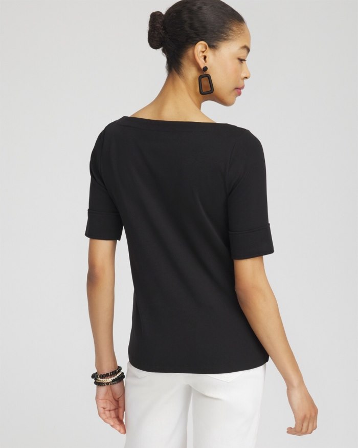 Chicos Bateau Neck Tee - Black Chicos Bateau Neck Tee - Black