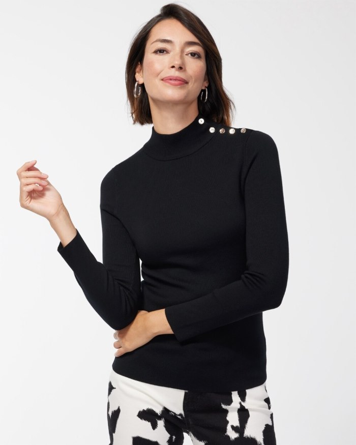 Chicos ECOVERO Mock Neck Sweater - Black Chicos ECOVERO Mock Neck Sweater - Black