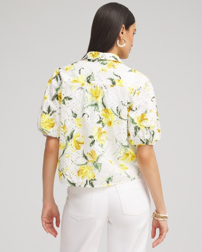 Chicos Floral Eyelet Shirt - Lemon Blossom Chicos Floral Eyelet Shirt - Lemon Blossom