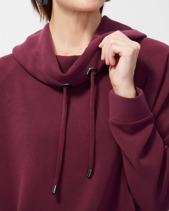 Chicos Zenergy Sueded Scuba Cowl Neck Pullover - Deep Merlot Chicos Zenergy Sueded Scuba Cowl Neck Pullover - Deep Merlot