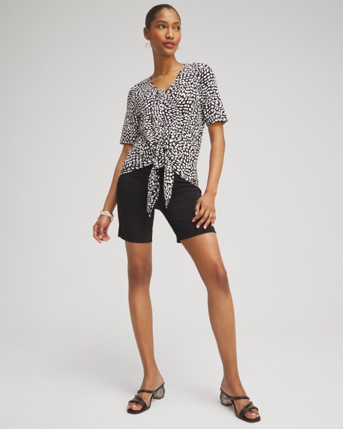 Chicos Squares Abstract Tie-Front Top - Black Chicos Squares Abstract Tie-Front Top - Black
