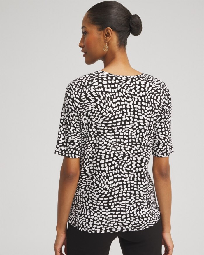 Chicos Squares Abstract Tie-Front Top - Black Chicos Squares Abstract Tie-Front Top - Black