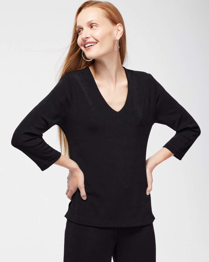 Chicos Travelers Classic V-Neck Top - Black Chicos Travelers Classic V-Neck Top - Black