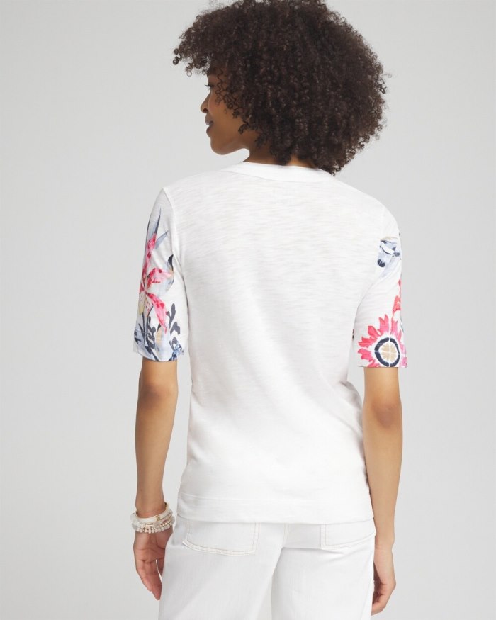 Chicos Floral Scoop Neck Tee - Alabaster Chicos Floral Scoop Neck Tee - Alabaster