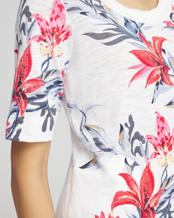 Chicos Floral Scoop Neck Tee - Alabaster Chicos Floral Scoop Neck Tee - Alabaster