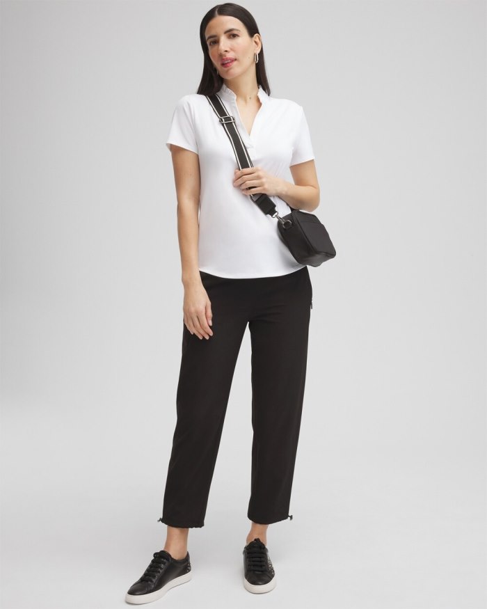 Chicos Zenergy UPF Ruffle Neck Polo - Alabaster Chicos Zenergy UPF Ruffle Neck Polo - Alabaster