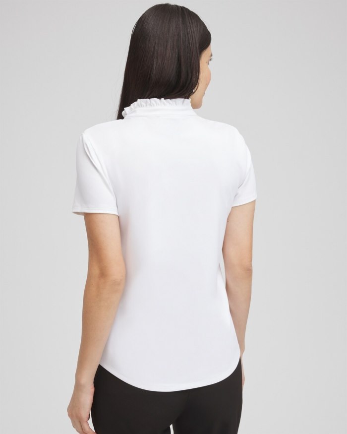 Chicos Zenergy UPF Ruffle Neck Polo - Alabaster Chicos Zenergy UPF Ruffle Neck Polo - Alabaster
