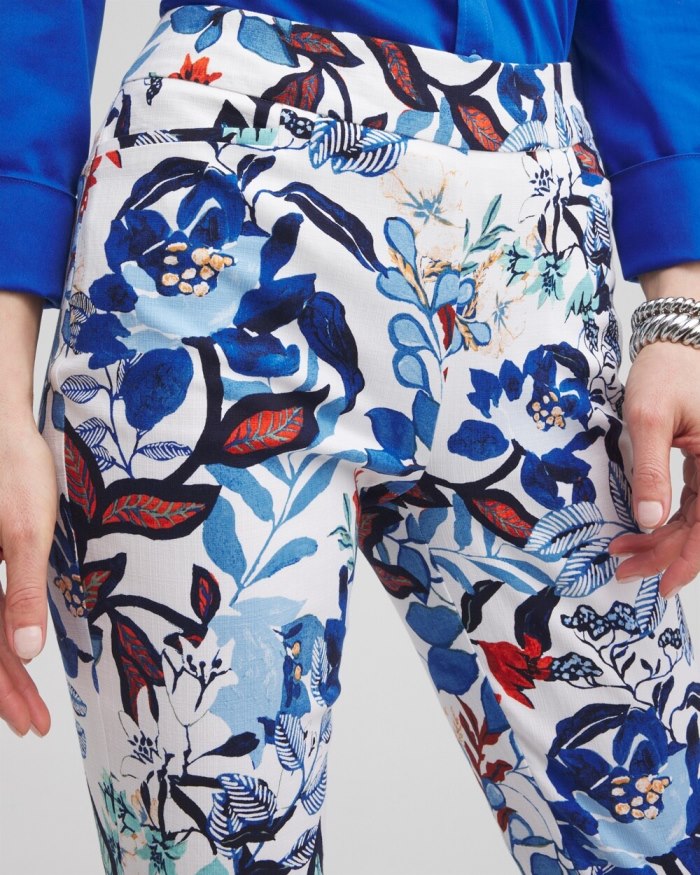 Chicos Brigitte Cool Floral Ankle Pants - Alabaster/Classic Navy Chicos Brigitte Cool Floral Ankle Pants - Alabaster/Classic Navy