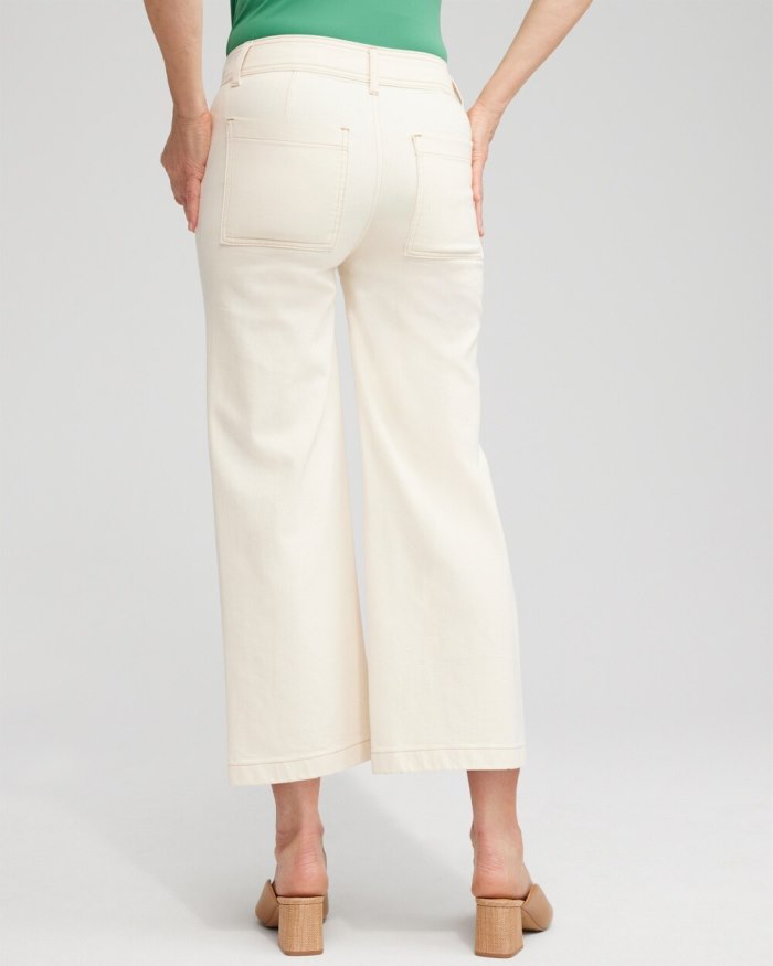 Chicos Cropped Seeded Wide Leg Denim - Natural Seeded Chicos Cropped Seeded Wide Leg Denim - Natural Seeded