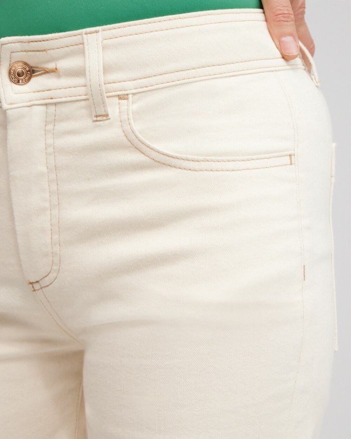 Chicos Cropped Seeded Wide Leg Denim - Natural Seeded Chicos Cropped Seeded Wide Leg Denim - Natural Seeded