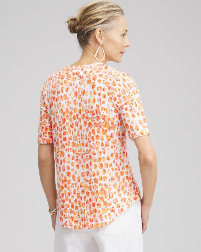 Chicos Dots Elbow Sleeve A-line Tee - Nectarine Chicos Dots Elbow Sleeve A-line Tee - Nectarine