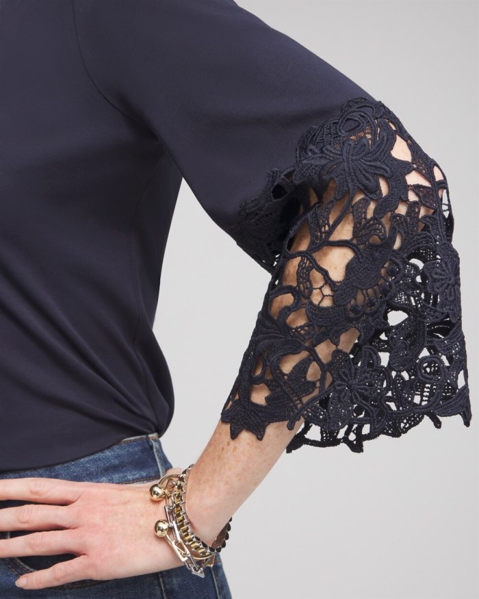 Chicos Lace Applique Tee - Black Chicos Lace Applique Tee - Black