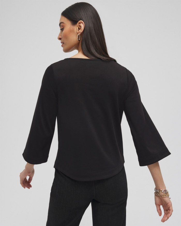 Chicos Lace Inset Top - Black Chicos Lace Inset Top - Black