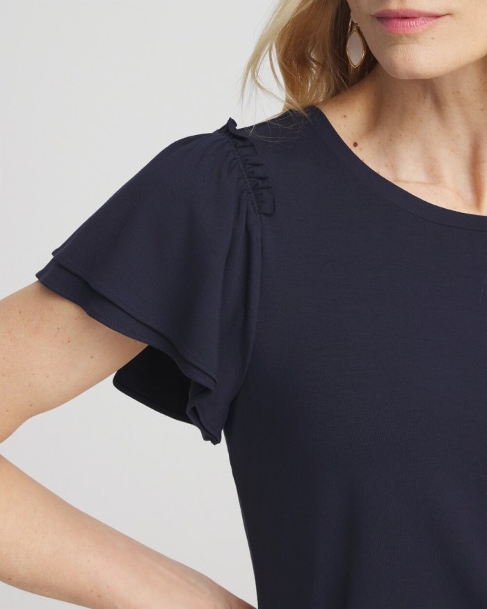 Chicos Ruffle Sleeve Tee - Classic Navy Chicos Ruffle Sleeve Tee - Classic Navy