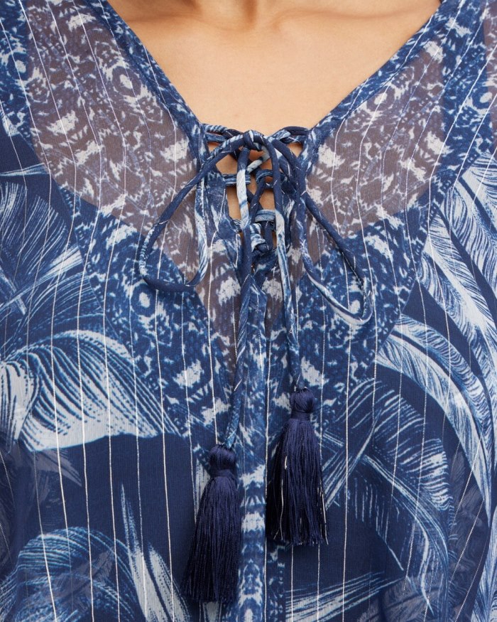 Chicos Miraclesuit Tropica Caftan Coverup - Navy Chicos Miraclesuit Tropica Caftan Coverup - Navy