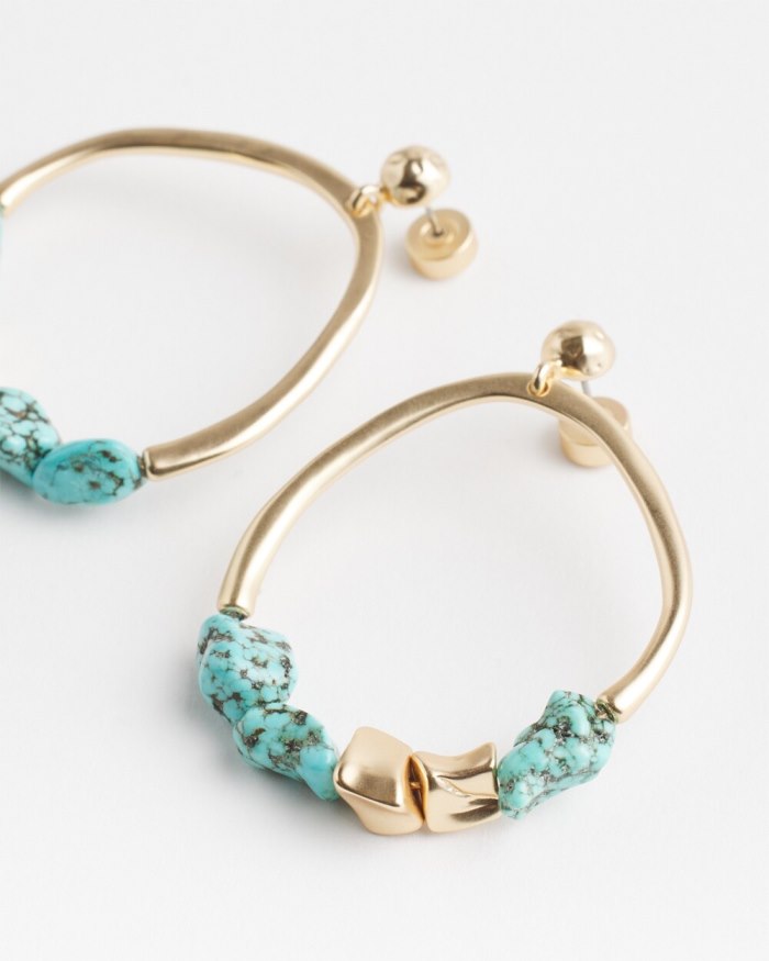 Chicos No Droop Turquoise Drop Hoops - Turq Chicos No Droop Turquoise Drop Hoops - Turq