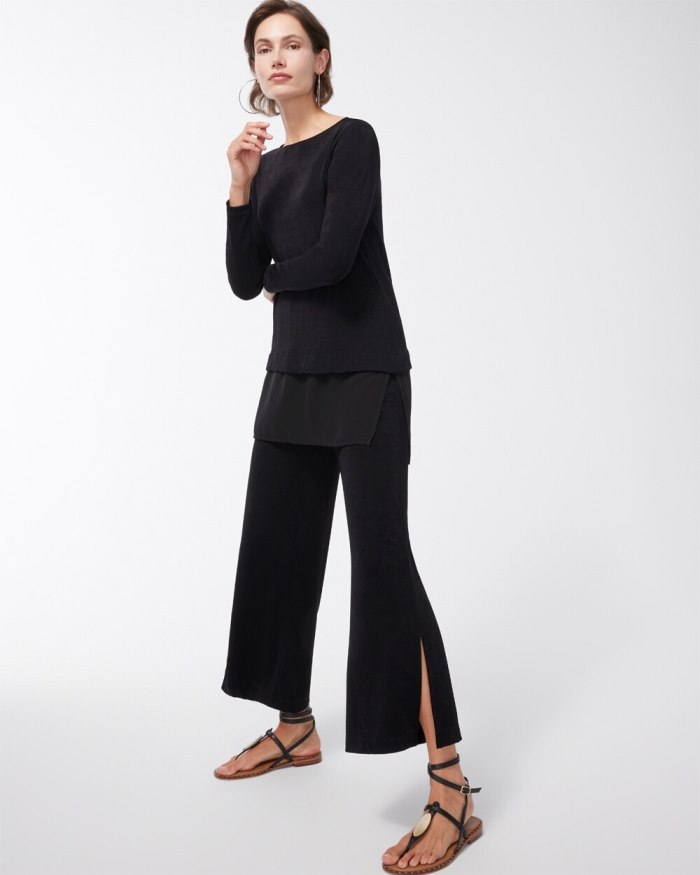 Chicos Travelers Wide Leg Side Slit Ankle Pants - Travelers Black Chicos Travelers Wide Leg Side Slit Ankle Pants - Travelers Black