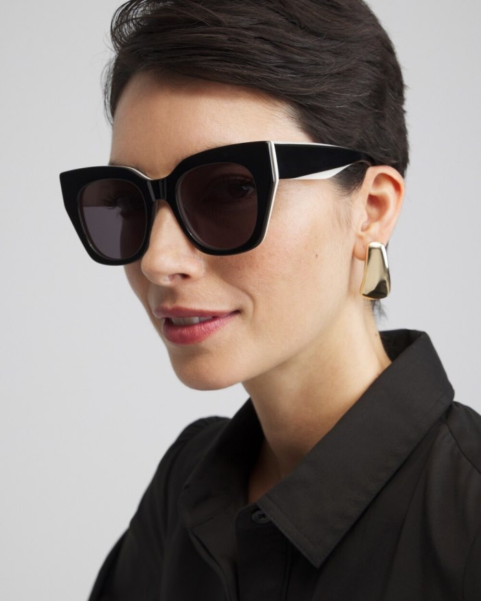 Chicos Black and White Cateye Sunglasses - Black/White Chicos Black and White Cateye Sunglasses - Black/White