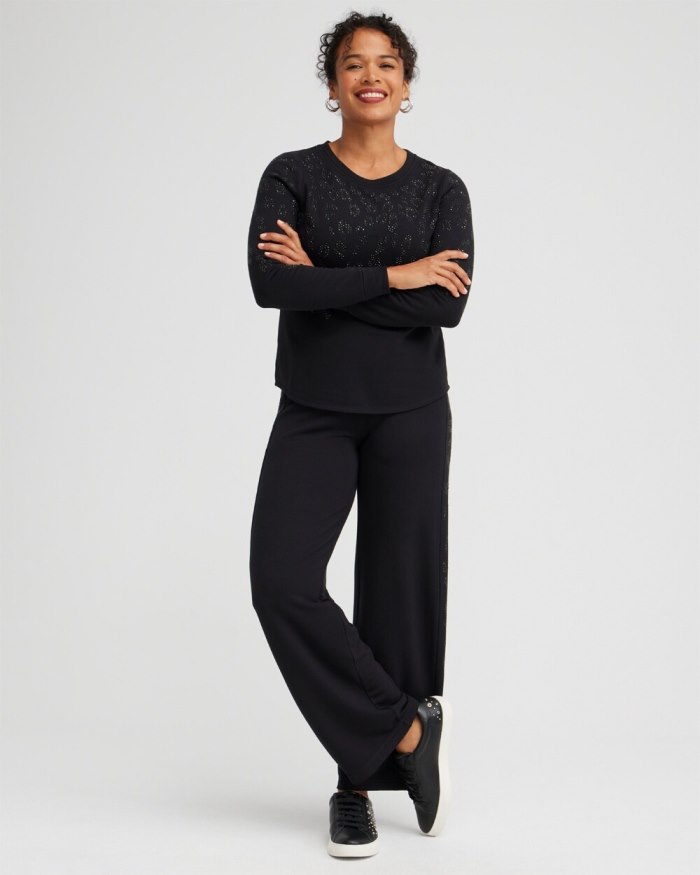 Chicos Zenergy Embellished Animal Print Top - Black Chicos Zenergy Embellished Animal Print Top - Black