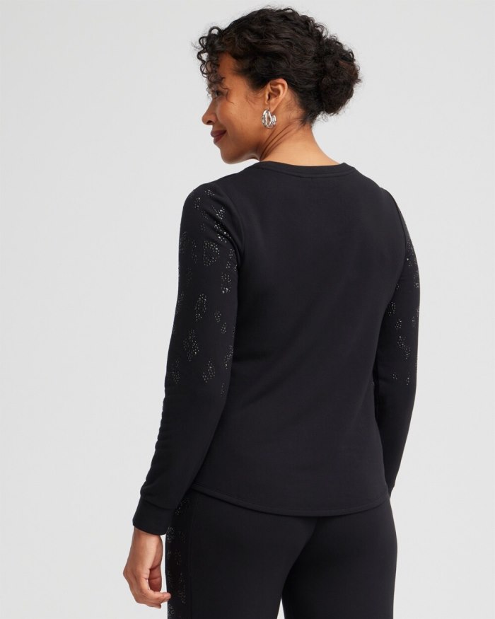 Chicos Zenergy Embellished Animal Print Top - Black Chicos Zenergy Embellished Animal Print Top - Black