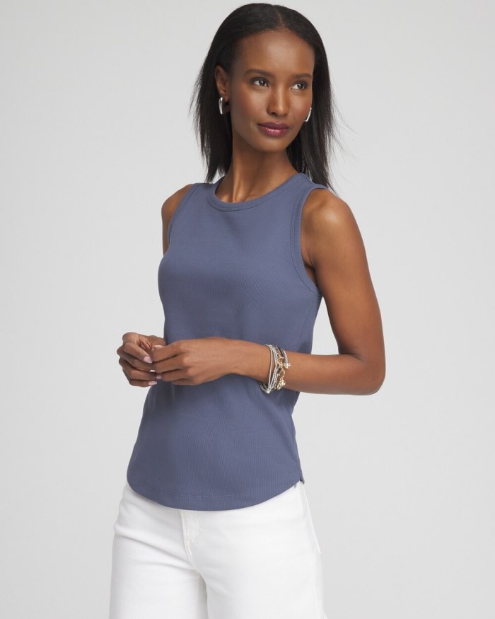 Chicos Ribbed High Neck Tank - PINK ANIMA Chicos Ribbed High Neck Tank - PINK ANIMA