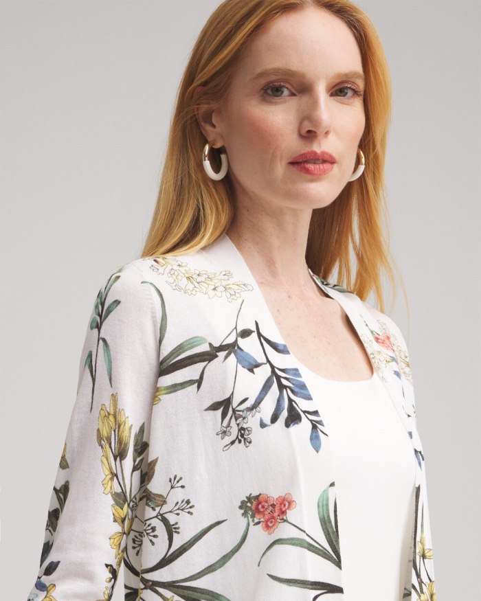 Chicos Summer Romance Floral Cardigan - Alabaster Chicos Summer Romance Floral Cardigan - Alabaster