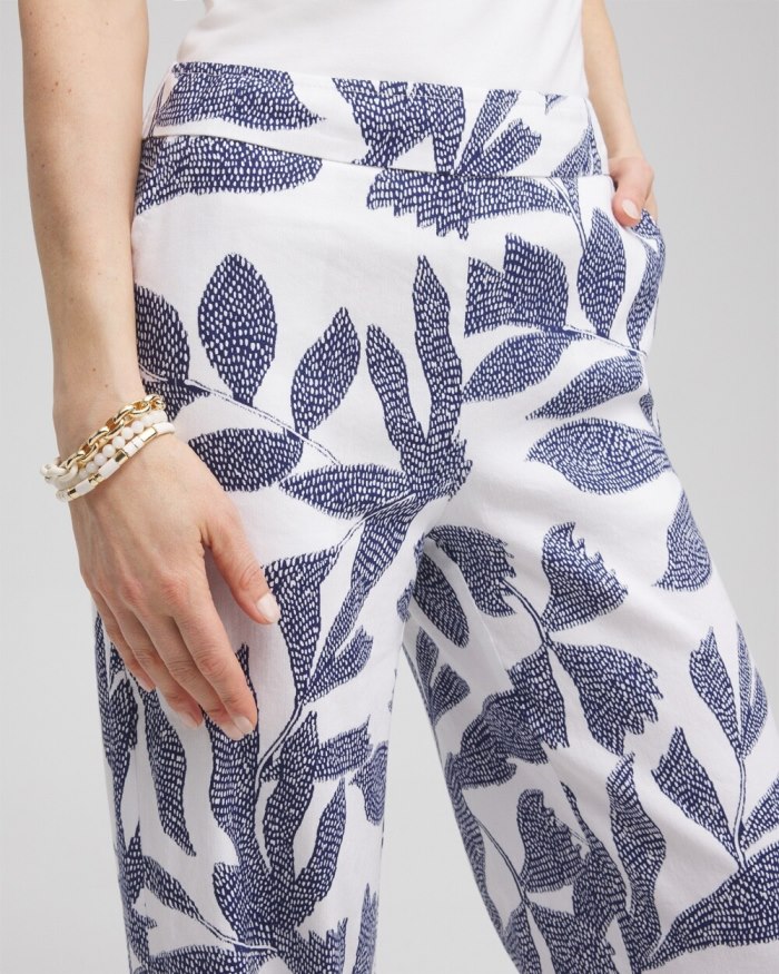 Chicos Linen Blend Leaf Print Pants - Alabaster/Evening Eclipse Chicos Linen Blend Leaf Print Pants - Alabaster/Evening Eclipse