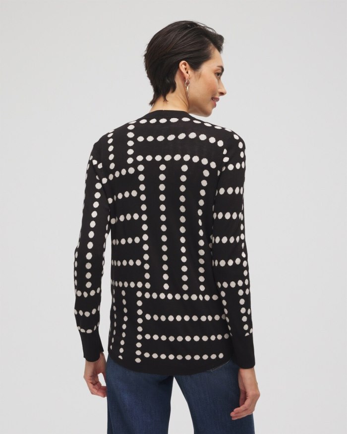 Chicos Spun Rayon Jacquard Dots Cardigan - Black Chicos Spun Rayon Jacquard Dots Cardigan - Black
