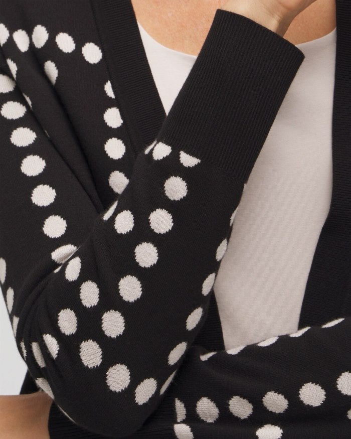Chicos Spun Rayon Jacquard Dots Cardigan - Black Chicos Spun Rayon Jacquard Dots Cardigan - Black