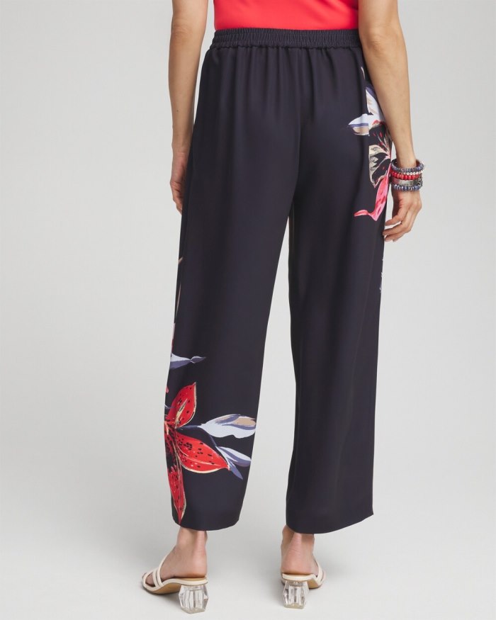Chicos Floral Print Soft Cropped Pants - Classic Navy Chicos Floral Print Soft Cropped Pants - Classic Navy