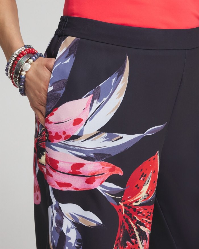Chicos Floral Print Soft Cropped Pants - Classic Navy Chicos Floral Print Soft Cropped Pants - Classic Navy