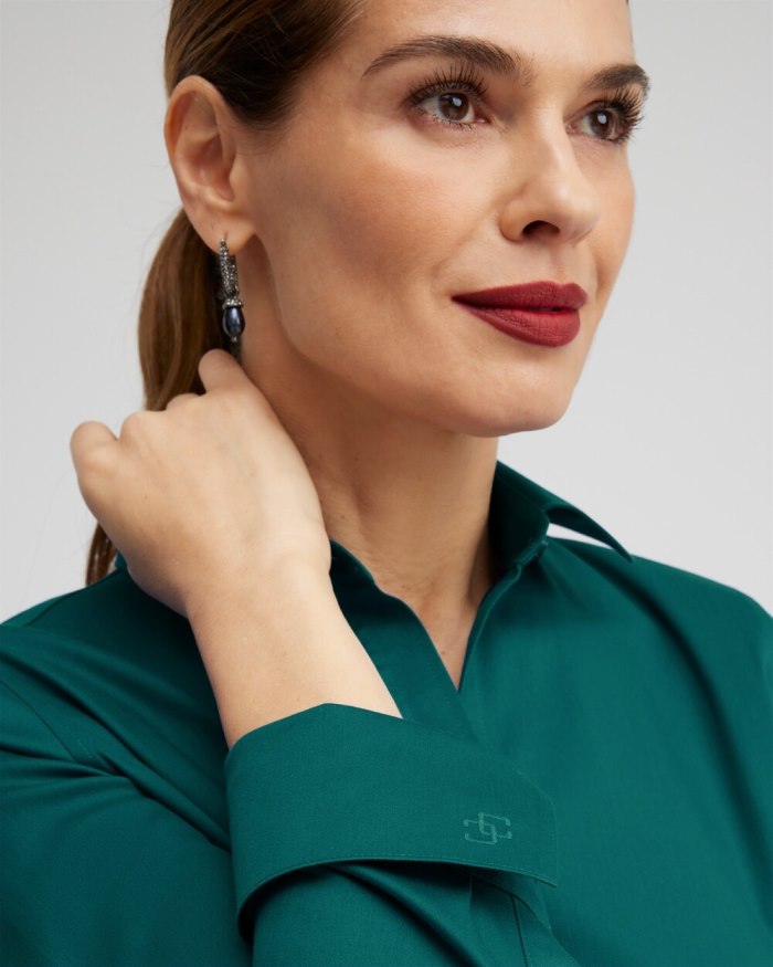 Chicos No Iron Stretch Shirt - Cosmic Cobalt Chicos No Iron Stretch Shirt - Cosmic Cobalt