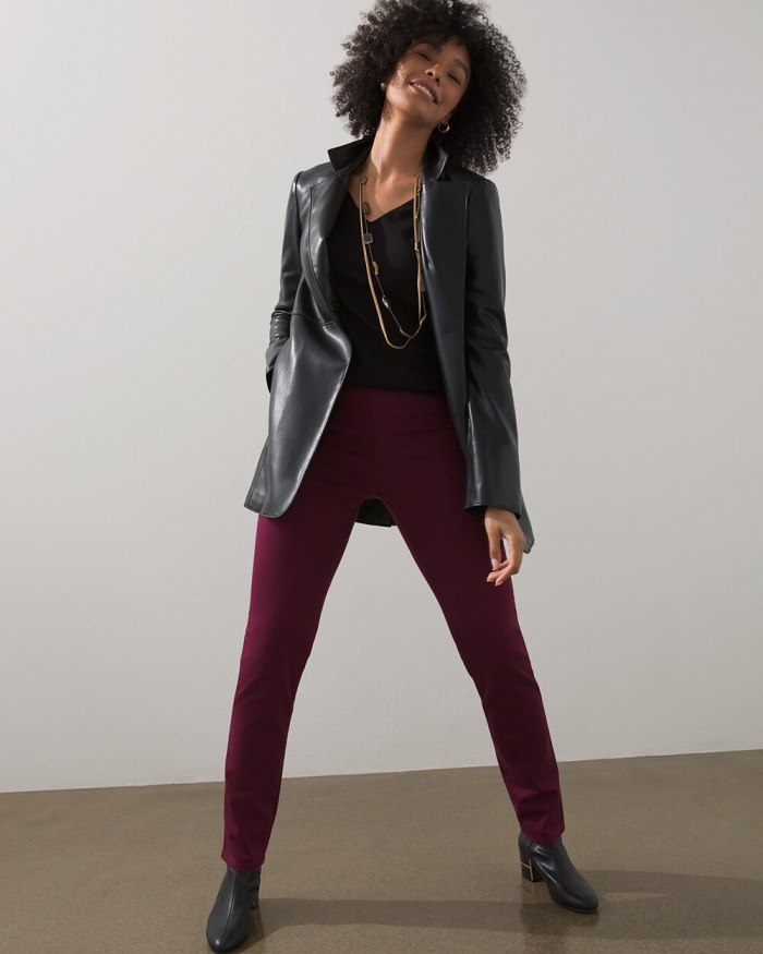 Chicos Faux Leather Blazer - Black Chicos Faux Leather Blazer - Black
