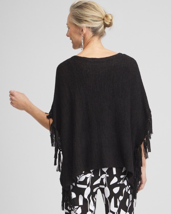 Chicos Fringe Knit Poncho - Alabaster Chicos Fringe Knit Poncho - Alabaster
