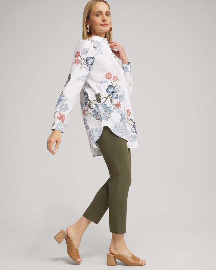 Chicos No Iron Stretch Floral Shirt - Optic White Chicos No Iron Stretch Floral Shirt - Optic White