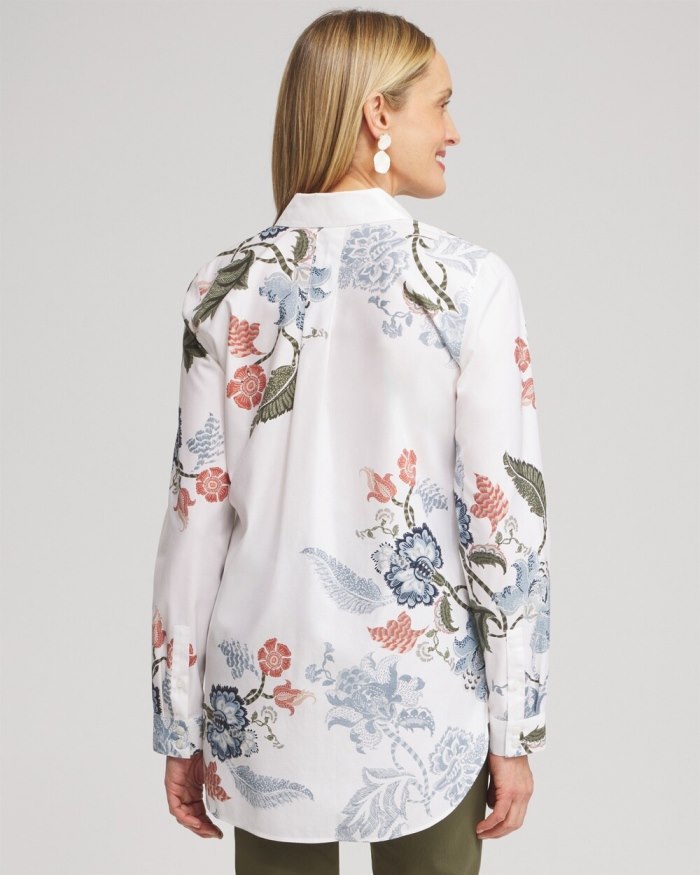 Chicos No Iron Stretch Floral Shirt - Optic White Chicos No Iron Stretch Floral Shirt - Optic White