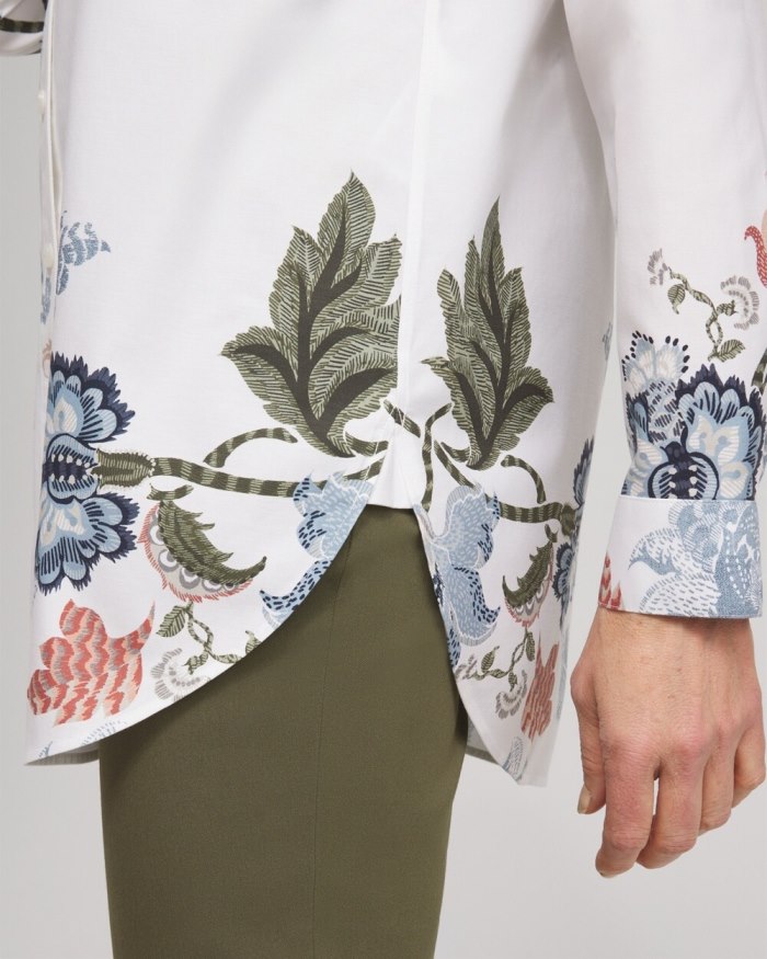 Chicos No Iron Stretch Floral Shirt - Optic White Chicos No Iron Stretch Floral Shirt - Optic White