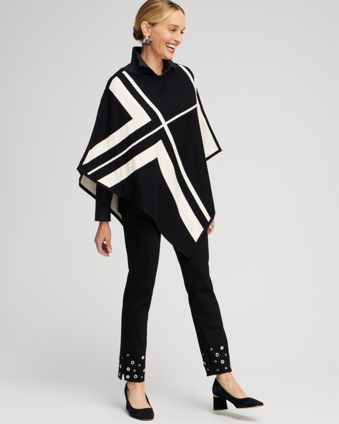 Chicos Reversible Triangle Sweater Poncho - English Cream Chicos Reversible Triangle Sweater Poncho - English Cream