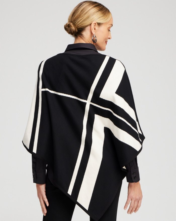 Chicos Reversible Triangle Sweater Poncho - English Cream Chicos Reversible Triangle Sweater Poncho - English Cream
