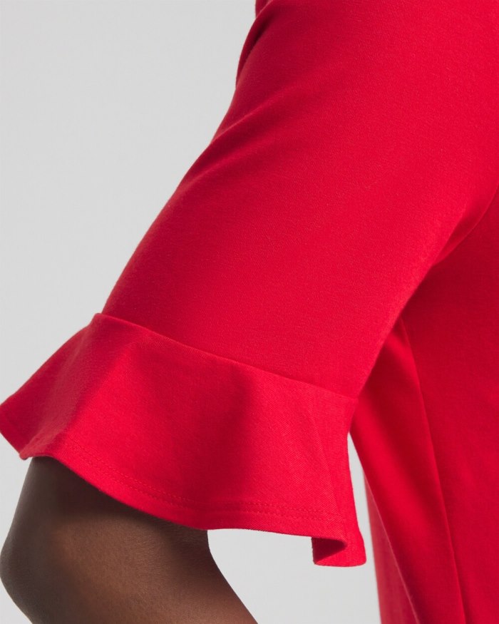 Chicos Zenergy UPF Ruffle Sleeve Polo Dress - Flame Scarlet Chicos Zenergy UPF Ruffle Sleeve Polo Dress - Flame Scarlet