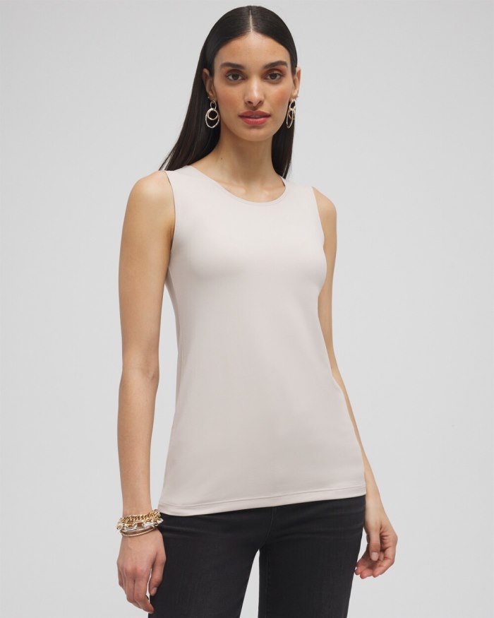 Chicos High Neck Microfiber Tank - Smokey Taupe Chicos High Neck Microfiber Tank - Smokey Taupe