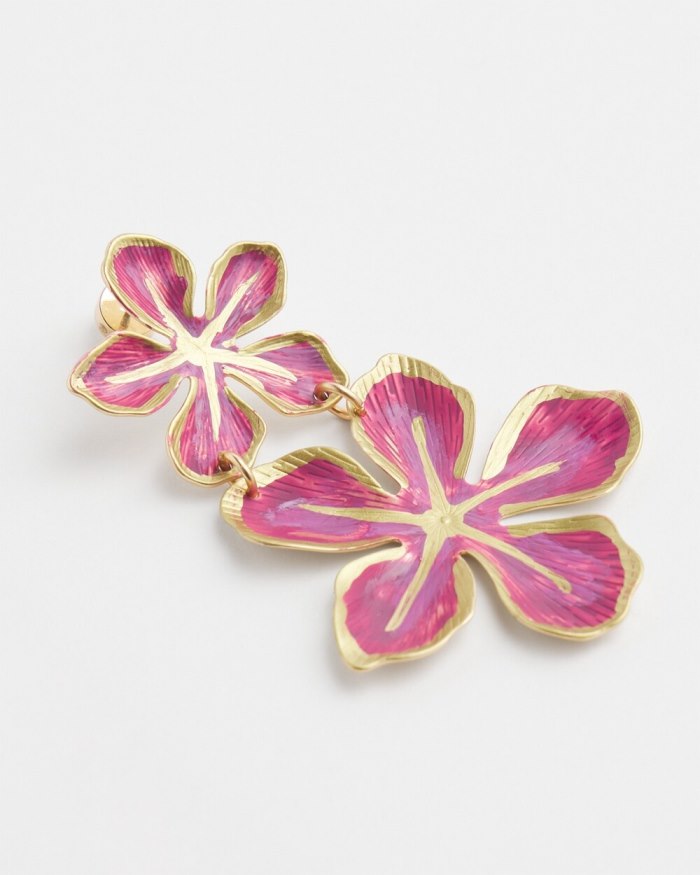 Chicos No Droop Magenta Flower Earrings - Magenta Rose Chicos No Droop Magenta Flower Earrings - Magenta Rose