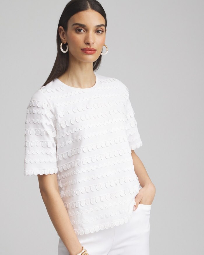 Chicos Trim Detail Tee - Alabaster Chicos Trim Detail Tee - Alabaster