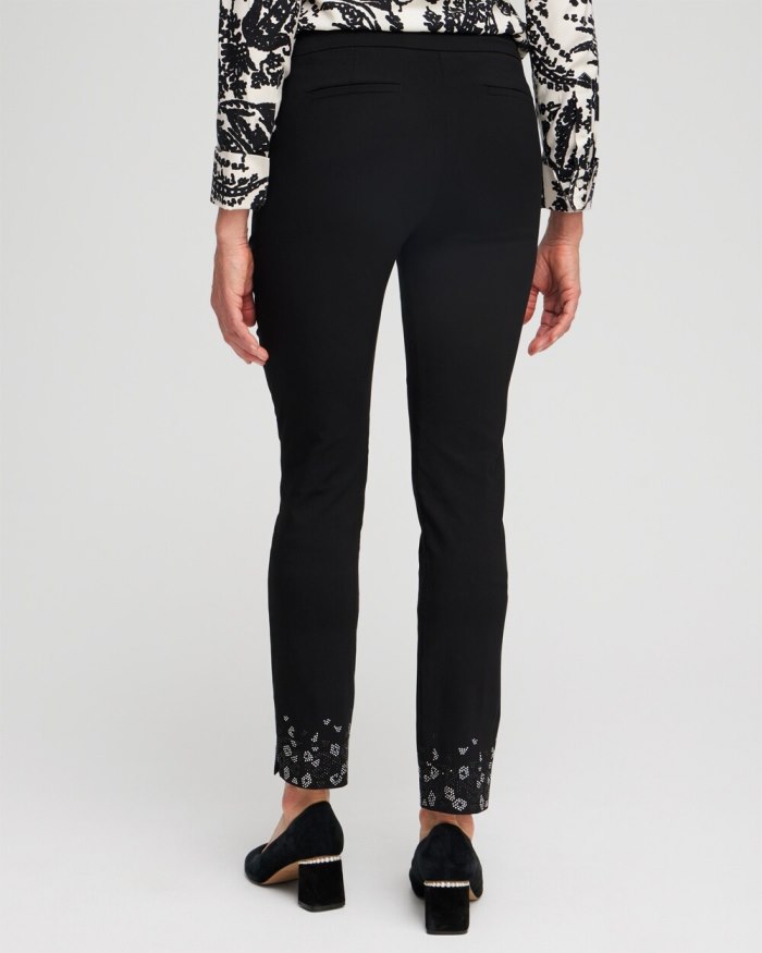 Chicos Brigitte Leopard Studs Ankle Pants - Black Chicos Brigitte Leopard Studs Ankle Pants - Black